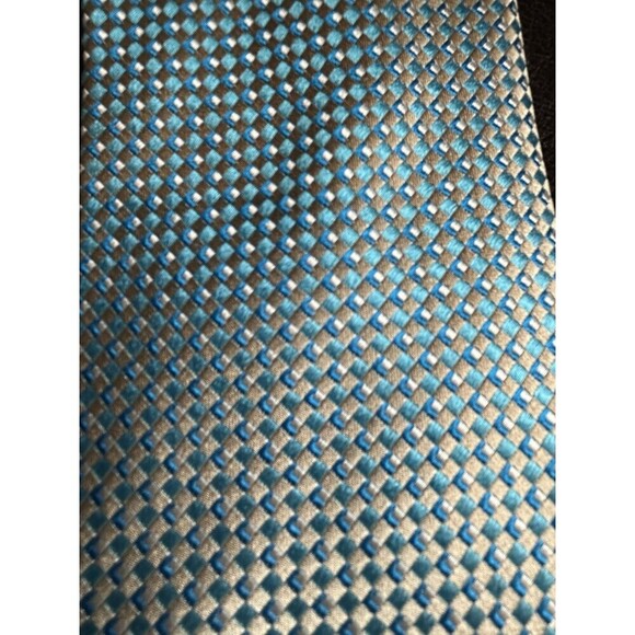 Geoffrey Beene Blue Turquoise Hand Made 100% Silk Men’s Neck Tie - Picture 3 of 6